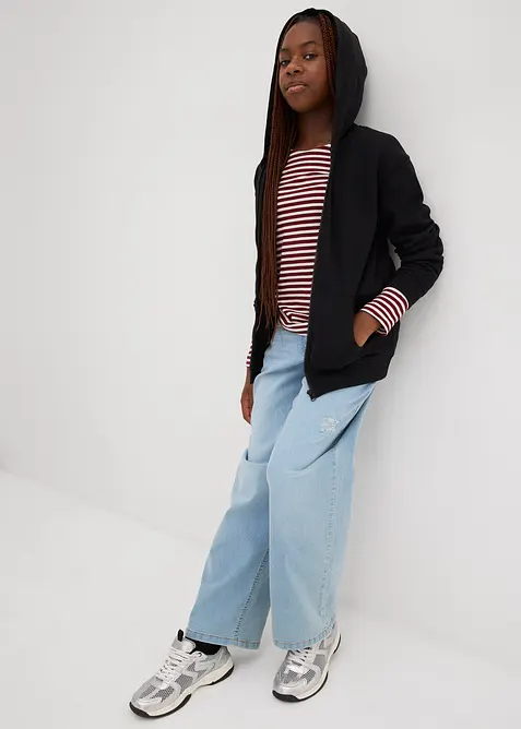 Mikina na zapínání s kapucí z měkké směsi s organickou bavlnou, bonprix