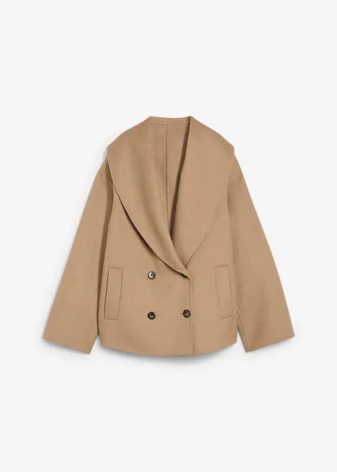 Oversize kabátek z měkké vlněné směsi, bonprix