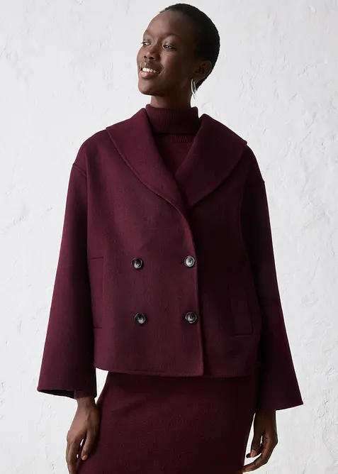 Oversize kabátek z měkké vlněné směsi, bonprix