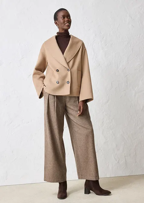 Oversize kabátek z měkké vlněné směsi, bonprix