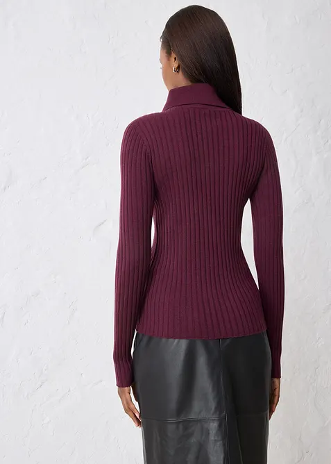 Žebrovan&yacute; svetr z merino vlny, bonprix