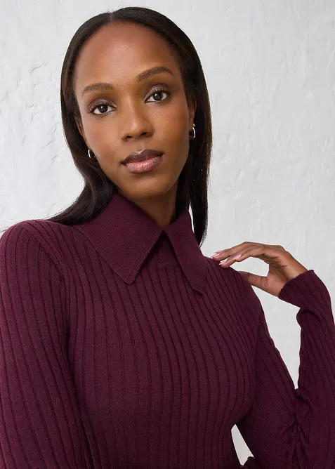 Žebrovan&yacute; svetr z merino vlny, bonprix