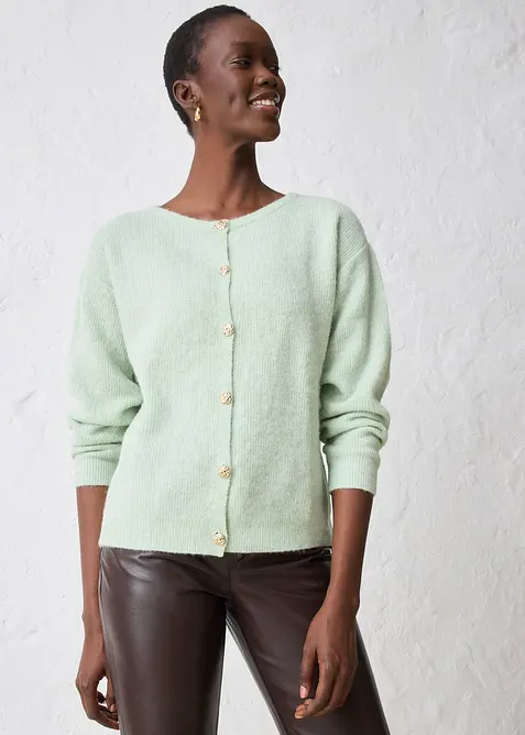 Pletený kabátek z hřejivé směsi s alpakou, bonprix