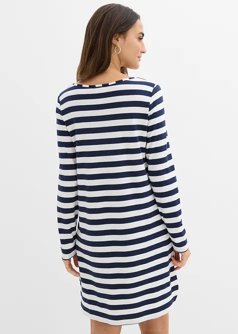 Šaty s prodlouženým zadním lemem, z těžké čisté bavlny, bonprix