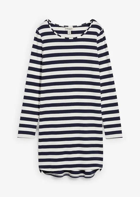 Šaty s prodlouženým zadním lemem, z těžké čisté bavlny, bonprix