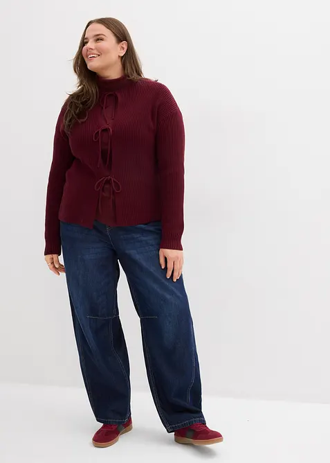 Pletený kabátek s ozdobnými mašlemi, bonprix