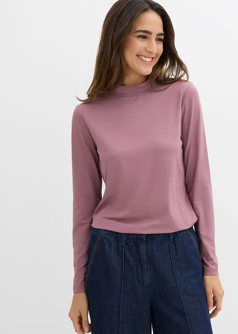 Tričko s dlouhým rukávem a stojáčkem, s recyklovaným polyamidem, bonprix