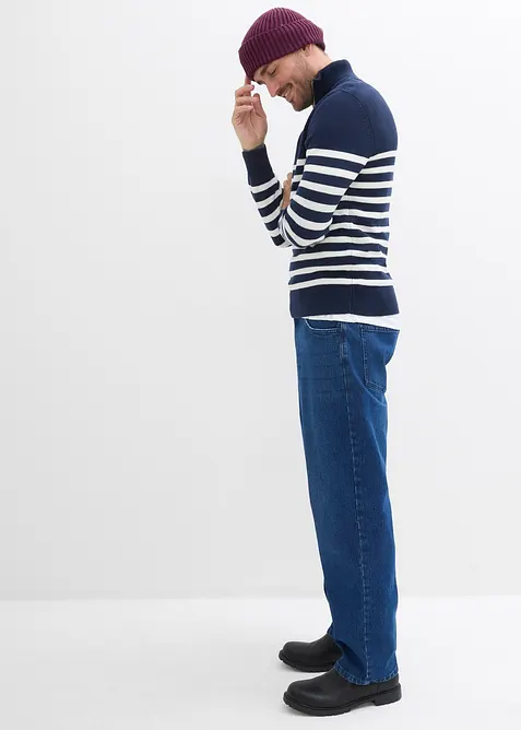 Svetr s límečkem na zip, z měkké bavlněné směsi, bonprix