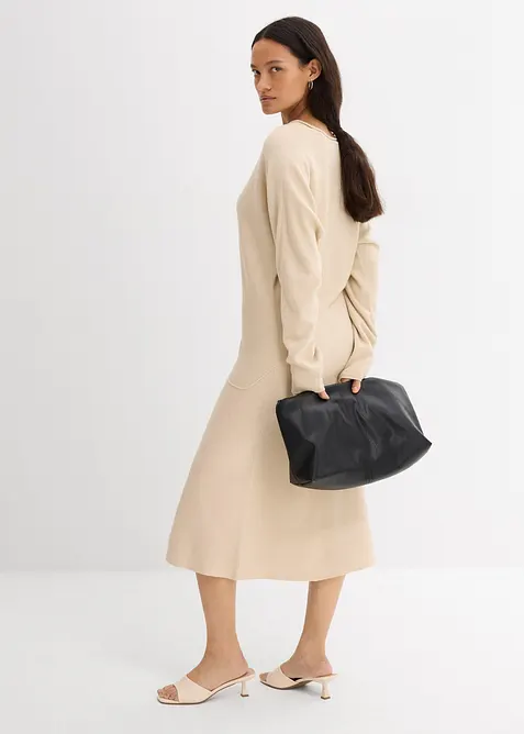 Pletené midi šaty z viskózové směsi, bonprix