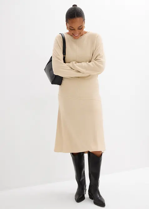 Pletené midi šaty z viskózové směsi, bonprix