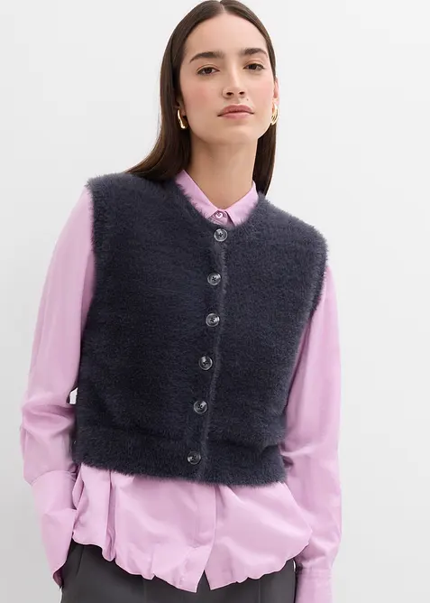 Pletená vesta ze směsi péřové příze a viskózy, bonprix