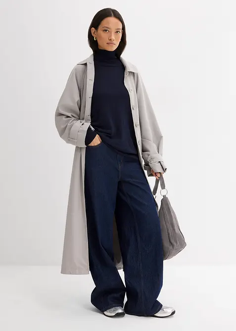 Lehk&yacute; svetr z jemn&eacute; pleteniny, s &scaron;irok&yacute;m rol&aacute;kov&yacute;m l&iacute;mcem, z visk&oacute;zov&eacute; směsi, bonprix