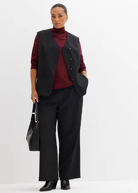 Lehk&yacute; svetr z jemn&eacute; pleteniny, s &scaron;irok&yacute;m rol&aacute;kov&yacute;m l&iacute;mcem, z visk&oacute;zov&eacute; směsi, bonprix