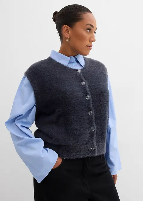 Pletená vesta ze směsi péřové příze a viskózy, bonprix