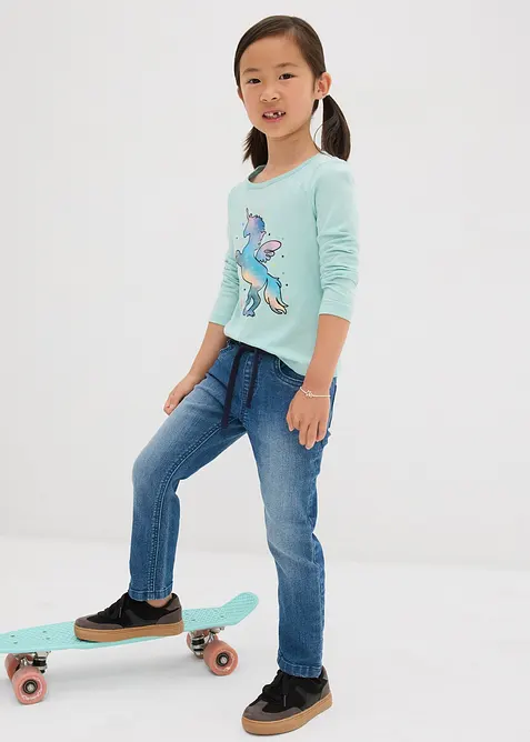 Džíny bez zapínání, Mid Waist, pohodlný pas, bonprix