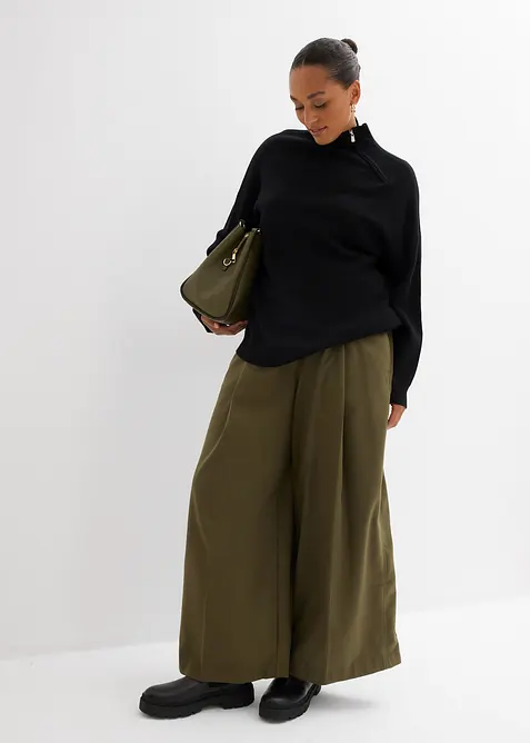 Svetr s ozdobn&yacute;m zap&iacute;n&aacute;n&iacute;m na zip, z visk&oacute;zov&eacute; směsi, bonprix