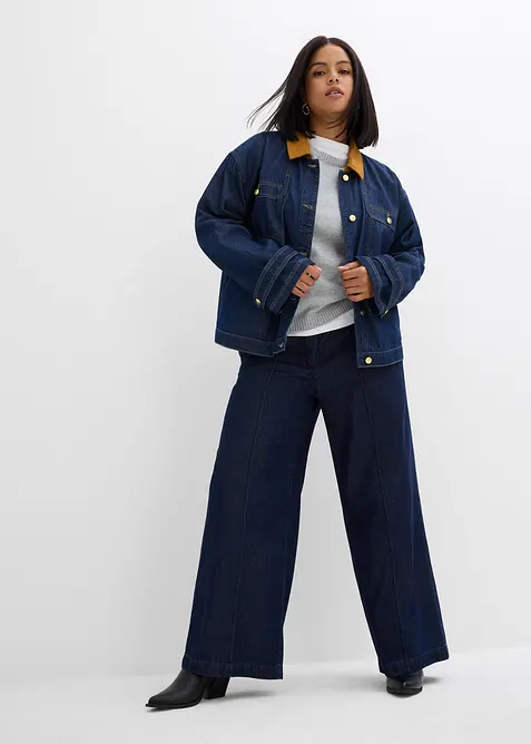 Džínová bunda s manšestrovým límcem, bonprix