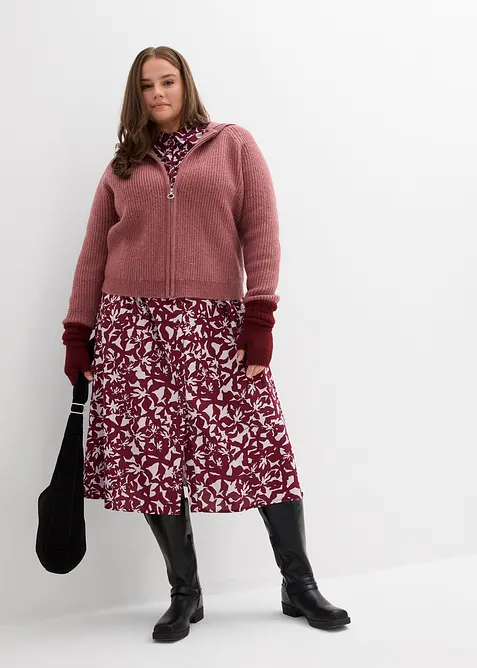 Pletený kabátek s kapucí, bonprix