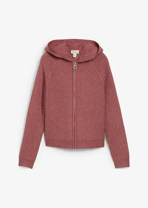 Pletený kabátek s kapucí, bonprix