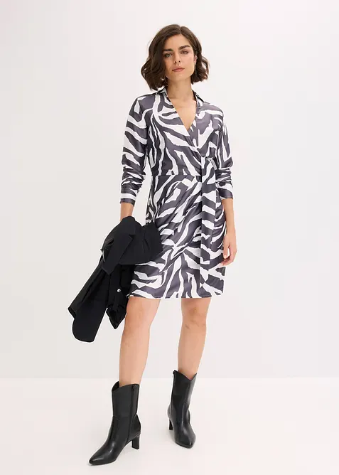 Zavinovací šaty ze splývavého saténu, bonprix