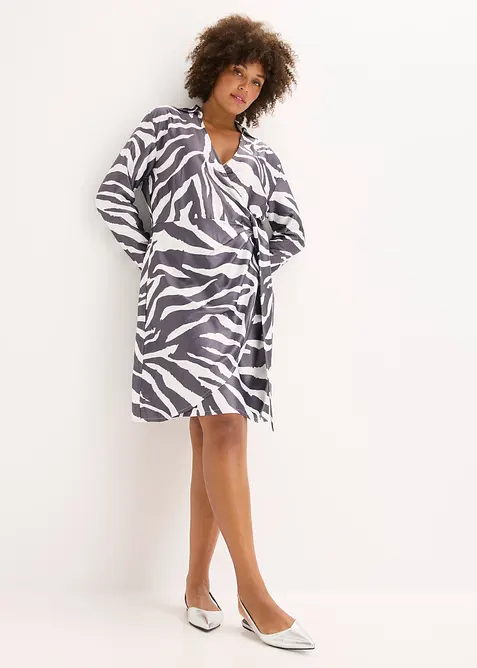 Zavinovací šaty ze splývavého saténu, bonprix