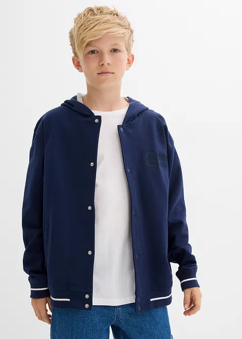 College mikina s kapucí, na zapínání, z čisté organické bavlny, bonprix