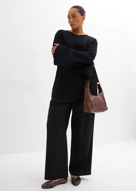 Plisovaný svetr z jemné pleteniny z viskózové směsi, bonprix