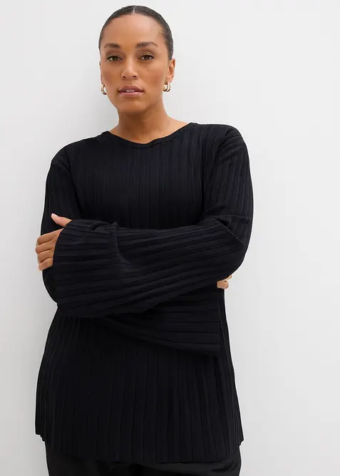 Plisovaný svetr z jemné pleteniny z viskózové směsi, bonprix