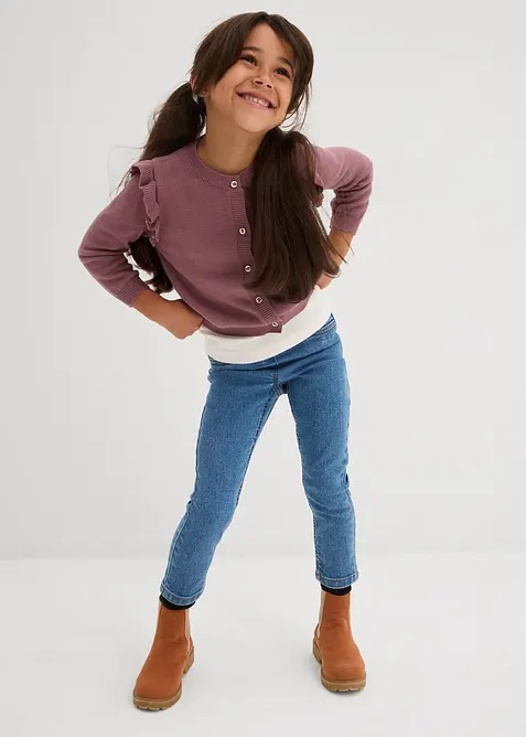 Kab&aacute;tek z jemn&eacute; pleteniny, s vol&aacute;ny na ruk&aacute;vech, bonprix