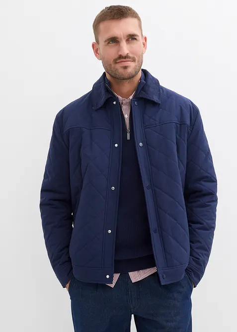 Prošívaná bunda s manšestrovým límcem, bonprix