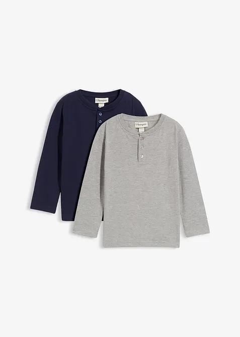 Henley triko s dlouhým rukávem a organickou bavlnou (2 ks v balení), bonprix