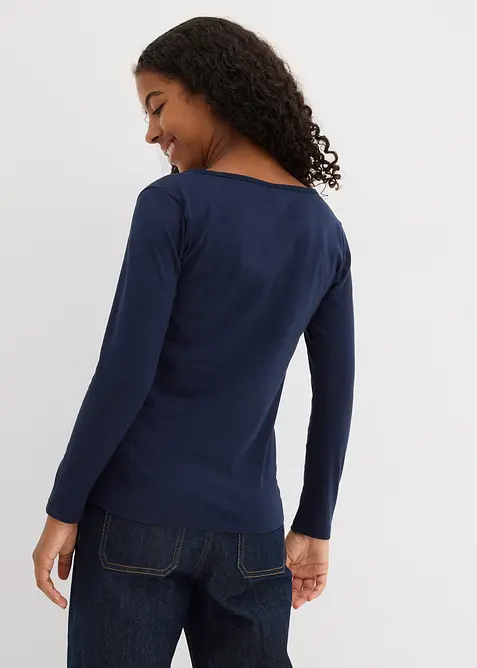 Triko s dlouhým rukávem a organickou bavlnou (2 ks v balení), bonprix