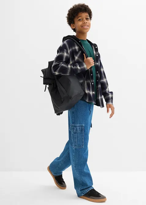 Flanelová košile s dlouhým rukávem a kapucí, bonprix