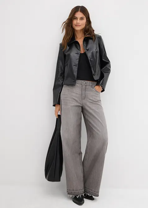 Džíny Wide Leg, Mid Waist, pohodlný pas, bonprix