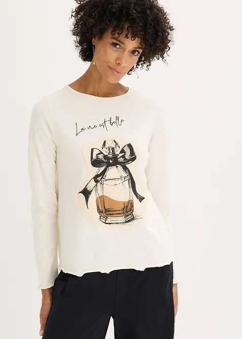 Tričko s dlouhým rukávem, z bavlněného streče, bonprix