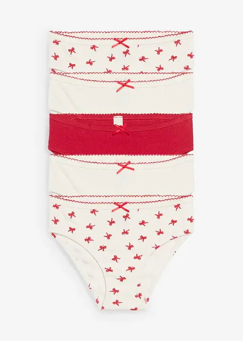 Kalhotky z měkkého žebrovaného materiálu, se saténovou mašličkou (5 ks v balení), bonprix