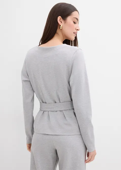 Tričko s dlouhým rukávem a širokou vázačkou, z viskózové směsi, bonprix