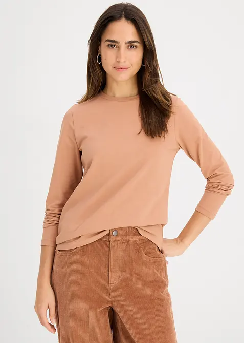 Triko s dlouh&yacute;m ruk&aacute;vem, z čist&eacute; organick&eacute; bavlny (2 ks), bonprix