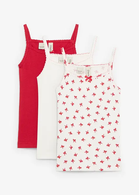 Spodní košilka z měkkého žebrovaného materiálu, se saténovou mašličkou (3 ks v balení), bonprix