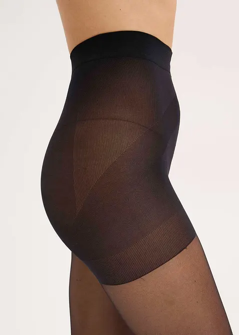 Tvarující poloprůhledné punčochové kalhoty s push-up efektem a pohodlným pasem, 30 DEN, bonprix