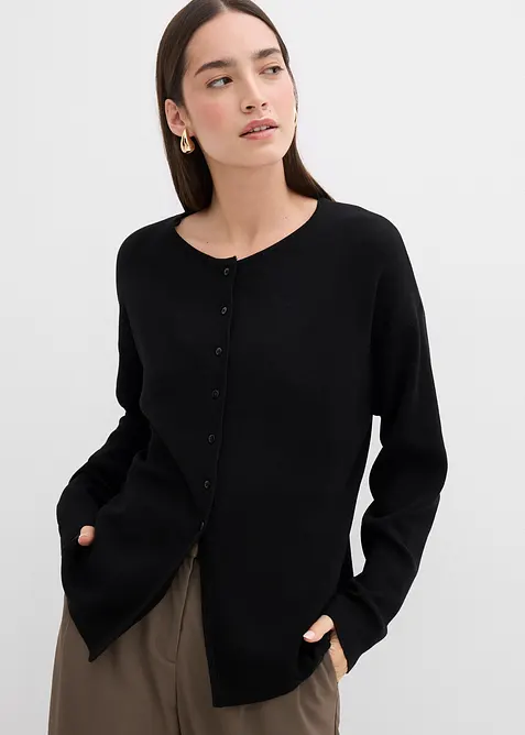 Vypasovaný pletený kabátek z viskózové směsi, bonprix