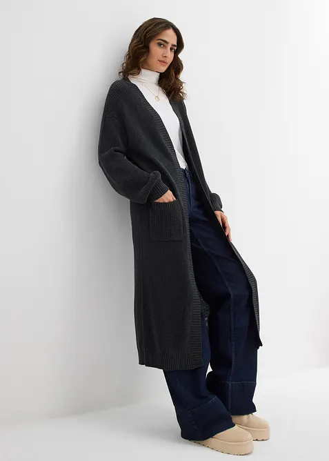 Dlouhý pletený kabátek se spadlými rameny, bonprix