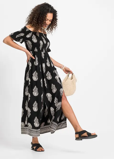 Carmen šaty ze splývavé viskózy, bonprix