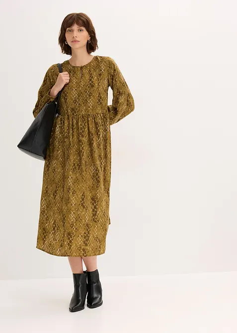 Midi šaty ze splývavého saténu, bonprix