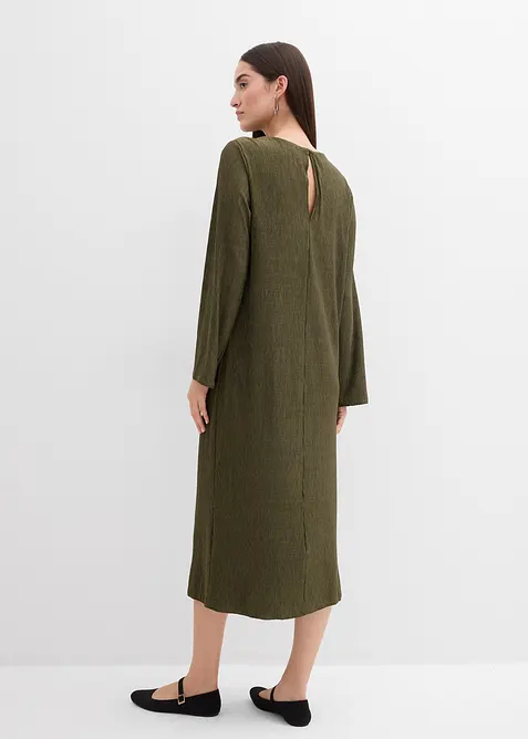 Midi šaty ze strukturovaného materiálu se zmačkanou úpravou, bonprix