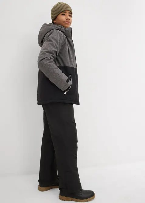 Vatovaná zimní bunda s barevnými bloky a s kapucí, bonprix