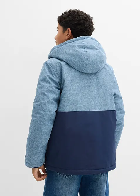 Vatovaná zimní bunda s barevnými bloky a s kapucí, bonprix