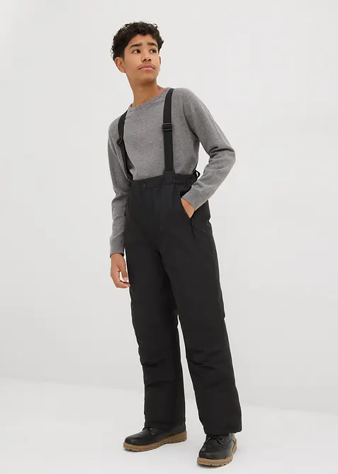 Nepromokavé funkční kalhoty se šlemi, s hřejivou podšívkou, bonprix