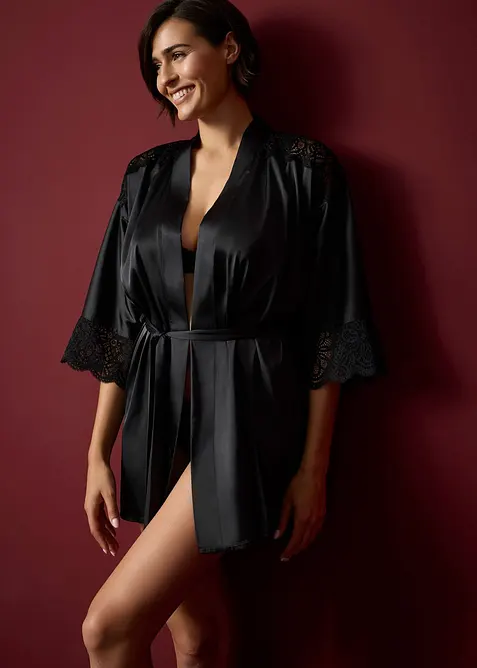 Saténové kimono s lesklým efektem, bonprix