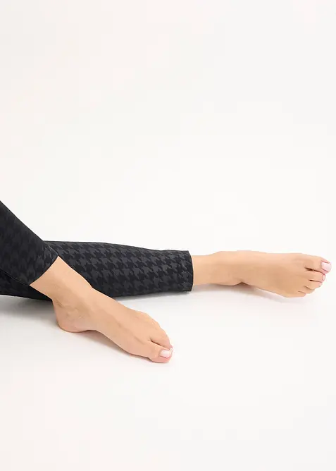 Termo punčochové legíny s měkkou vnitřní stranou a vzorem kohoutí stopy, bonprix